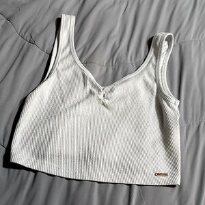 White Ribbed Tank Top